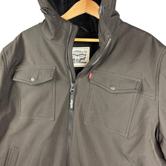 EUC Levi's Men’s Softshell Sherpa-lined Black Hooded Performance Jacket Sz XXL - Picture 3 of 15